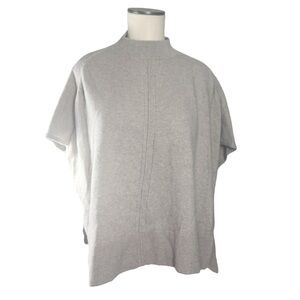 Ann Taylor Wool Blend Tan Pointelle Poncho Sweater Sz XS EUC Comfy Quiet Luxury